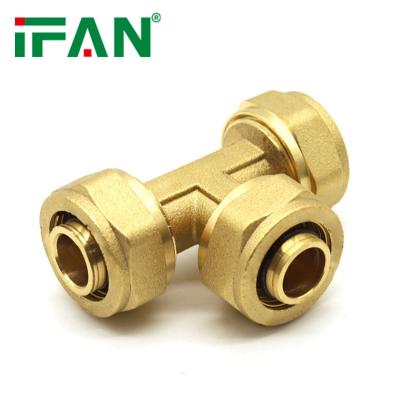 China Joining Pipe Lines IFAN Factory Price Water Tube Pex Compression Fittings Tees Brass Natural Gas Pex Fittings Compression Fitting for sale