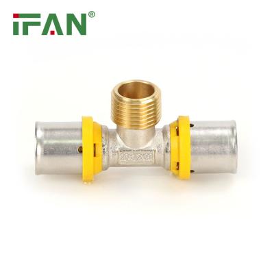 China Joiner Pipe Lines IFAN Wholesale Heating Brass Gas Fittings Stitch Gas Press Fitting Pex Pipe Fitting For Multilayer Tube Piping for sale