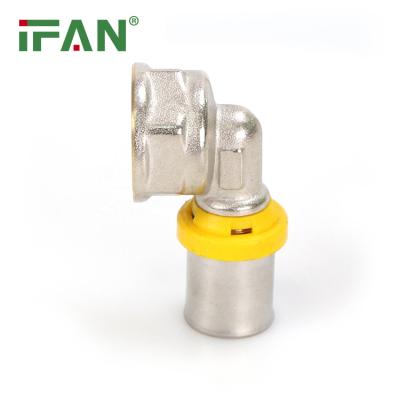 China Joining Lines IFAN OEM Factory 16-32mm Natural Gas Pipe Pipe Fittings 90 Degree Elbow Gas Fitting Pex Press Fittings for sale