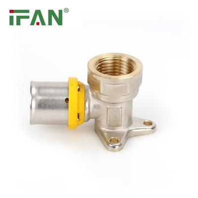 China Joining Pipe Lines IFAN Yellow Color Seated Pipe Fitting Elbow Pex-Al-Pex Gas Connector Fittings Pex Press Fittings for sale