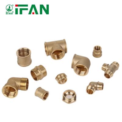 China Joining Pipe Lines Ifan Custom Color Free Sample Brass Threaded Fittings Brass Gas Fittings for sale