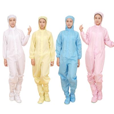 China All Kinds of Polyester Clean Anti-Static Coverall Scratch Workshop Dustproof Esd Lab Coats Hood Reusable Unisex Cleanroom Suit for sale