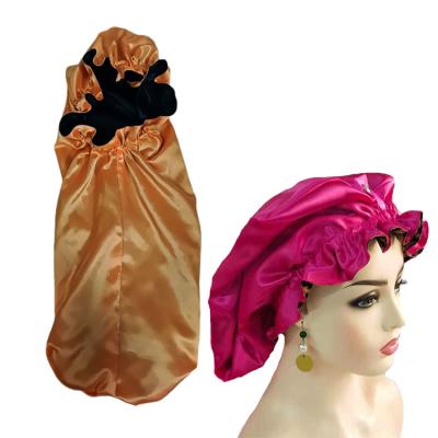 China Nice Picture Summer New Style High Sleep Satin Cap Double Sided Durable Long Hood Caps for sale