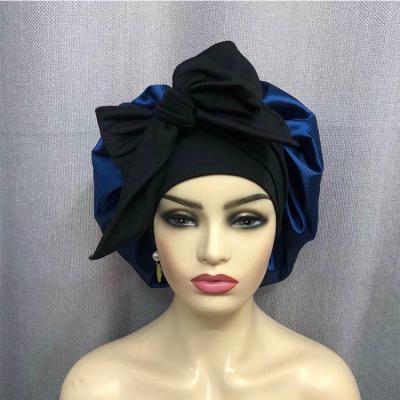 China Eco-Friendly 2.5 Inches Wide Braid Band With Elastic Band Satin Hoods Silky Night Sleep Cap for sale