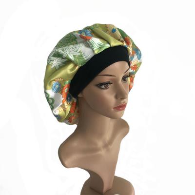 China Factory Custom Shower Caps Satin Printing Viable Lined Waterproof EVA Shower Cap for sale