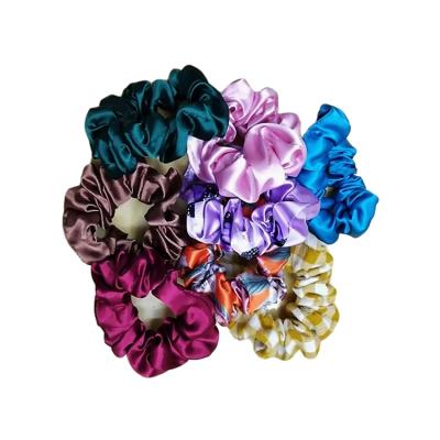 China Hot Sale Fashion Hair Tie Scrunchies Striped Accessories For Women Scrunchies Artificial Wholesale Satin for sale