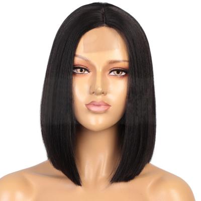 China Straight And Soft Black Synthetic Bob Hair Wig Supplier's Success Synthetic 12 Inch Short Bob Wig Lace Front Wigs For Women for sale