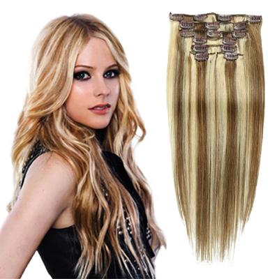 China Silky Straight Human Hair Extensions 100% Curly Human Hair Blonde Wave Clip In Silk Clip Ins Curly Hair for sale