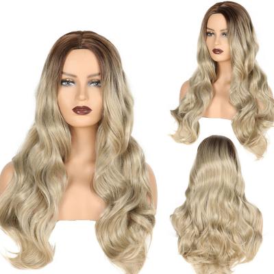 China Pure Handmade Chemical Fiber Hair Wigs Long Big Curly Regular High Temperature Silk Synthetic Wig Sensitive Wave Production for sale