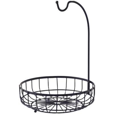 China Cheap Sustainable Metal Craft Black Metal Mesh Fruit Basket for sale