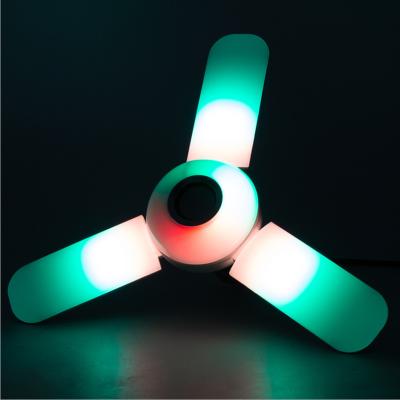 Китай Modern 3 Leaf Fan Folding 40W LED Bulb With Remote Control RGB Light Music Speaker Dformation E27 Party Lamp Disco Light продается