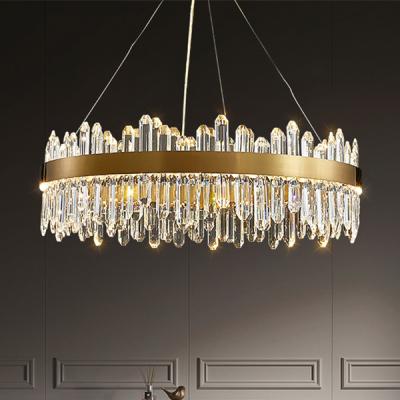 China Creative Modern Postmodern Living Room Light Luxury Glass Pendant Light Round Led Crystal Chandeliers For Villa Restaurant Redroom for sale