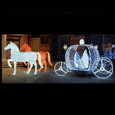 China Garden/Landscape/Theme Park Outdoor /Hotel/Building Rocking Horse Carriage Christmas Decoration Lights For Shopping Mall for sale