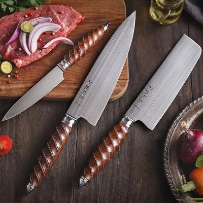 China Disposable M390 Powder Steel Kitchen Chef Knife Set With Luxury Material Handle for sale