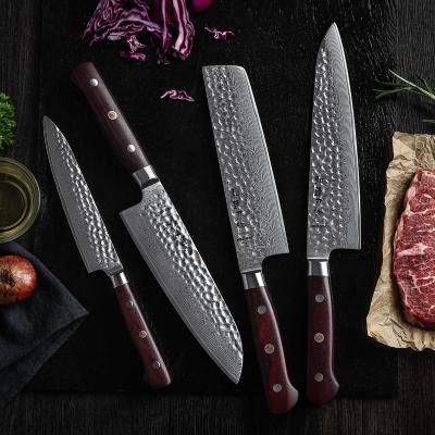 China Stocked High End Japanese Steel 4 Pcs Damascus Kitchen Knife Set for sale