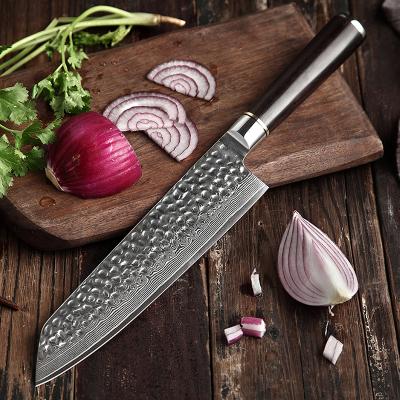 China Professional High End Steel Stocked Damascus Kitchen Chef Knife 8 Inch Handcrafted for sale