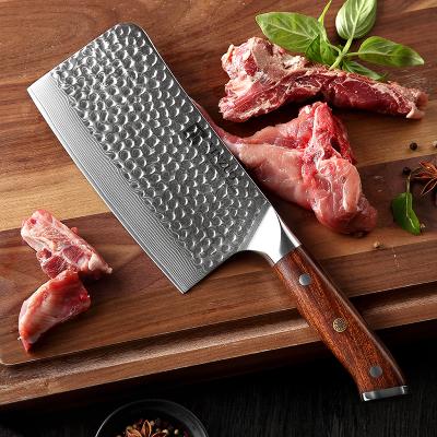 China Sustainable High Quality Damascus Steel Kitchen Cutting Knife With Desert Ironwood Handle for sale