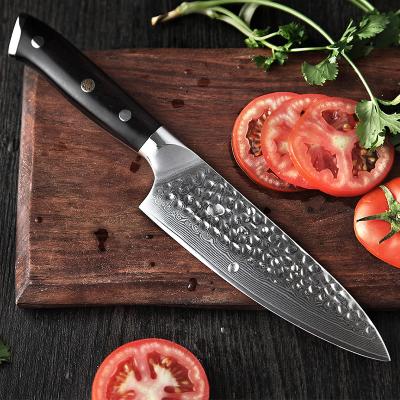 China Professional Disposable 6.5 Inch Chef Damascus Sharp Steel Knife With Ebony Wood Handle for sale