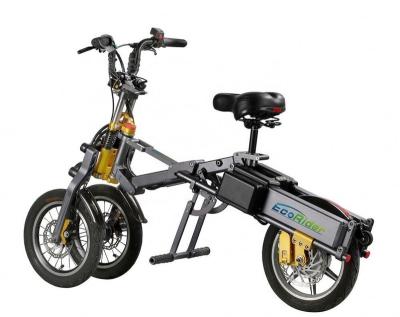 China Aluminum alloy EcoRider 14 inch 48v lithium battery fast folding electric bicycle, 3 wheel motorcycle electric bike for sale