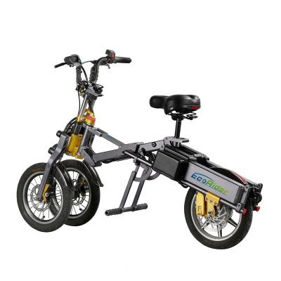 China 2020 Aluminum Alloy The Best Seller Three Wheels Electric Folding Bike With Lithium Battery for sale