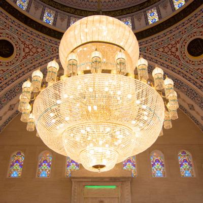 China Large Modern Islamic Mosque Lighting Crystal Chandelier For Church Classic Custom Large Project Lights Arabic Pendant Light for sale