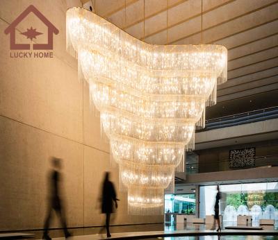 China Modern Professional Custom Luxury Hotel Decoration K9 Crystal Large Big Hotel Lobby Chandeliers&Pendant Lights for sale