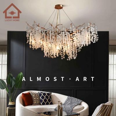 China Modern Modern Copper Chandeliers in Living Room Villa Dining Room Hotel Project Custom Branch Luxury Crystal Lighting Light for sale