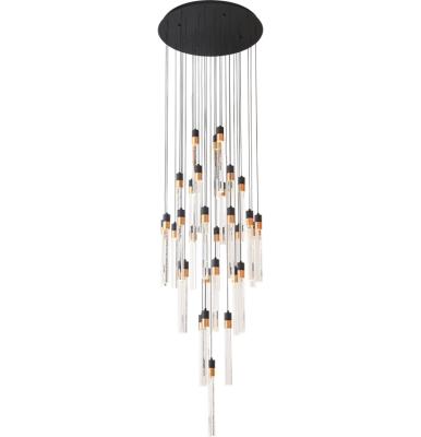 China European Modern Suspension Pendant Lamps With Crystal Or Acrylic Drops Led Stair Case Light Warm White Chandeliers for sale