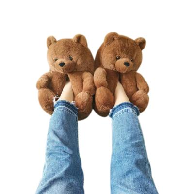 China Wholesale Winter Plush Slippers Fashion Trend Women Shoes Cute Fuzzy Teddy Slippers Home Teddy Bear Slippers Soft for sale