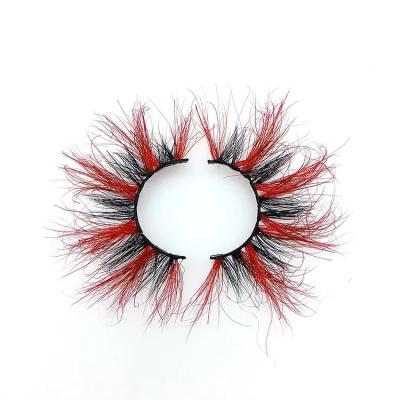 China Sale 5D Thick Whole Fluffy Colored Real Mink Eye Lashes 25mm Mink Lashes For Halloween Makeup for sale