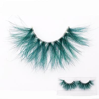 China Wholesale Thick Lashes Vendor Colored Part Eye Lashes Real Mink Lashes Green Color Mink Lashes 25mm for sale