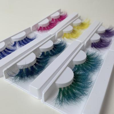 China Custom lashbox 25mm mink color eyelash strips selling eyelashes thick whole colored lashes mink lashes for sale