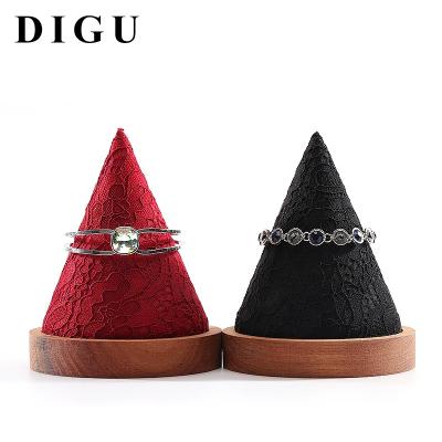 China New Cone Jewelry Display Bamboo Wooden Bracelet Bracket Creative Jewelry Display Props Hand Chain Display Stand for sale