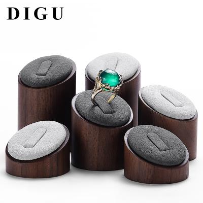 China New Jewelry Display Digu Ring Display Stand Black Walnut Ring Holder Circular Three-piece Jewelry Display Props for sale