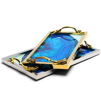 China DIGU Modern Luxury Custom Jewelry Tray Windows Jewelry Display Set Ring Necklace Metal Jewelry Display Holder Set for sale