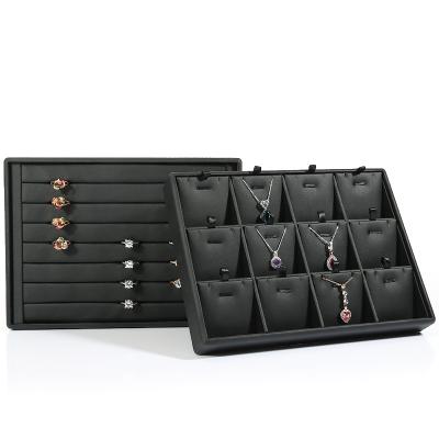 China Wholesale Disply DIGU Logo Drawer Jewelry Tray PU Jewelry Display Tray Custom Leather Counter Tray Jewelry Case Black for sale