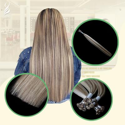 China YADING D8/613 Brown Straight Blonde Raw Unprocessed Seamless Invisible 18inch Virgin European 18inch Hand Tied Extensions for sale