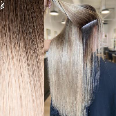 China YADING Right Hand Tied Extensions R8-60 Blonde 100% Hair Double Raw Cuticle Pulled Aligned Invisible Virgin Hair Wefts for sale