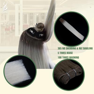 China YADING 100% Straight Machine Weft 16inch R8-60 Two Tone Blonde Cuticle Aligned Lower Thick Human Virgin Remy Straight Hair Extension for sale