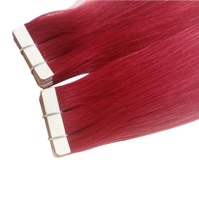 China Straight Tape In Human Hair Remy Hair Weft Bundles Unprocessed Ruby Color Natural Virgin Weave Cuticle Aligned 100% Hair Extensions for sale