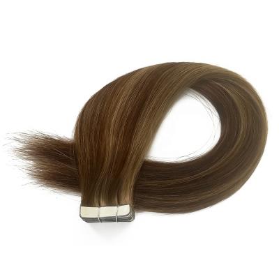 China Straight Tape In Human Hair Extensions D4/8 Brown 100% Virgin Hair Double Cuticle Aligned Remy Hair Wefts Wholesaler 12A 14-24 inch for sale