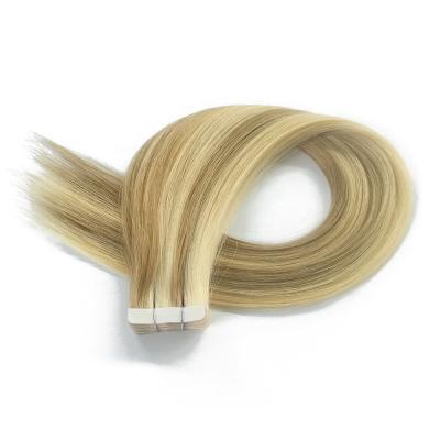 China Straight Tape In Hair Extensions D16/22 Blonde Double Human Hair Extensions D16/22 Brown Double Drawn 100% Cuticle Aligned Remy Hair Weaving Wefts 10A 12A for sale