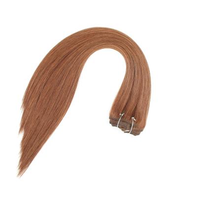 China YADING Wholesale Women's Dark Straight #35 Brown 14Inch Remy Virgin Human 100% Raw Natural Wavy Clip In Hair Extensions for sale