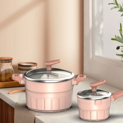 China Sustainable Le-Koch Hot Sale Aluminum 2 Piece Milk Non-Stick Pan Pot Soup Cookware Sets for sale