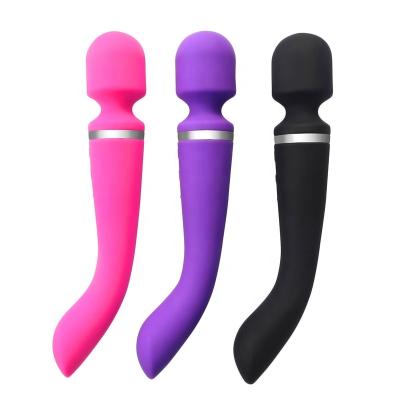 China Double Motor Neck Silicone Vibrator Handheld Body Massager Wand Massager Personal Vibrator Multi-speed Rechargeable Waist Massager Wand Massager For Women for sale