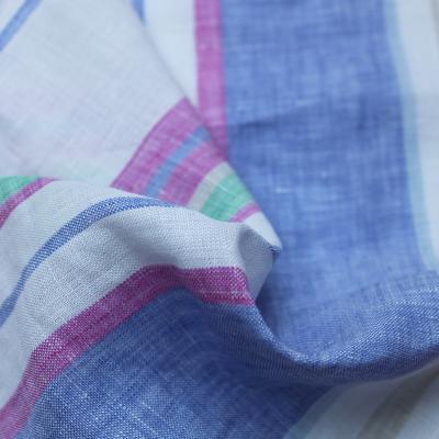 China Organic 100% Pure Linen Washed Linen Fabric For Pants Lining Organic Scarf Plain Shirt Bedding Dress Home Textile Woven BLOB DYED STRIPE for sale