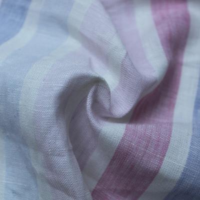 China Organic high quality 100% pure linen fabric solid for tshit costume YARN DYE STRIPE for sale