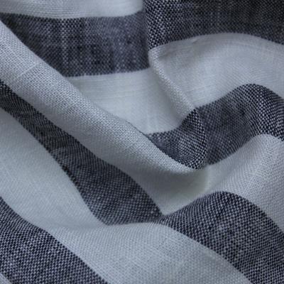 China Fabric Linen Organic Pure Linen Fabric For Fashion Clothes Dress Shirt YARN DYE STRIPE FABRIC for sale