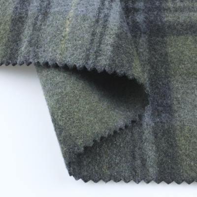 China Brushed Sueded Custom Super Soft Yarn Dyed 100%Poly Stretch Check Fabric Use For Women's Coat for sale