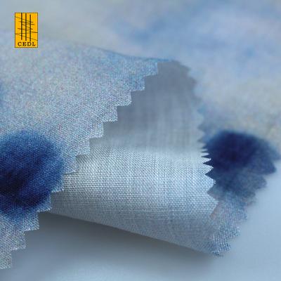 China Tear-Resistant 70%Ramie 30%Tencel Reactive Print Fabric For Dress Jeans Skirts for sale